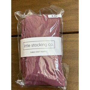 Little Stocking Co Kids Mauve Cable Knit Tights Size 3-4Y AW23-MAUVE New